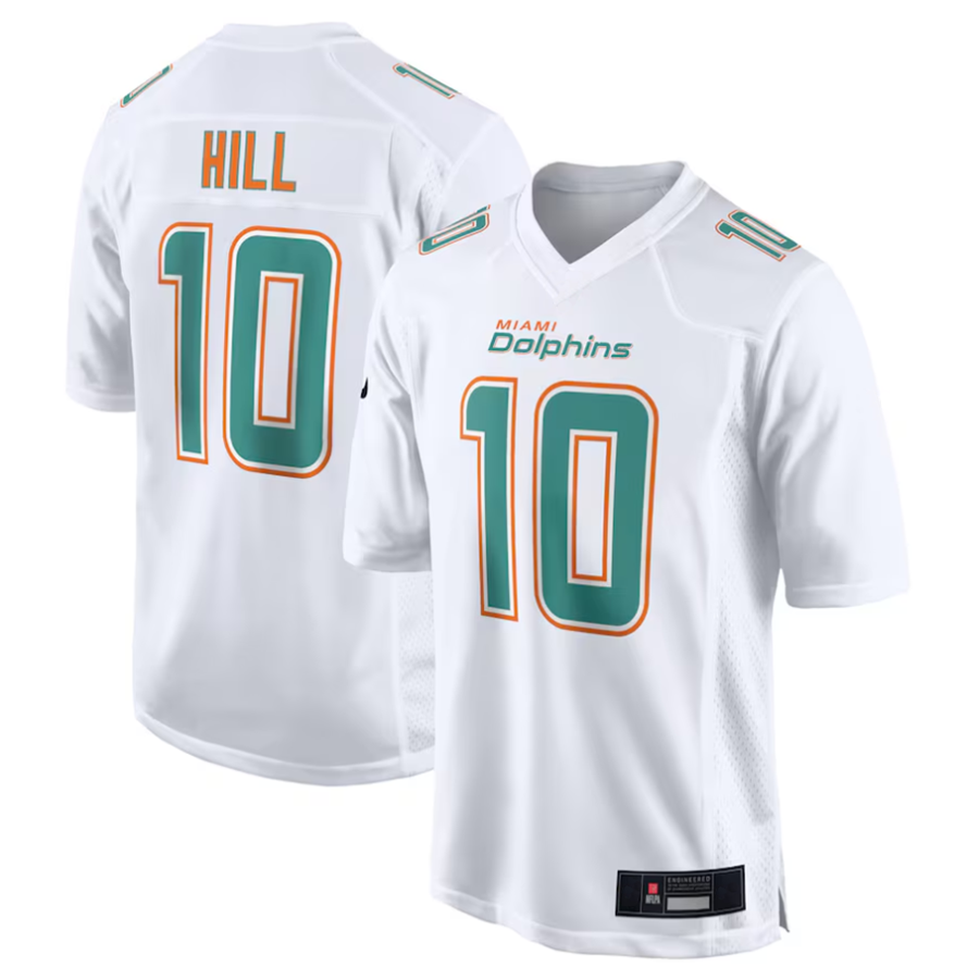 Jamed #10 Tyreek Hill Player M.Dolphins White Fashion Game Stitched Jerseys