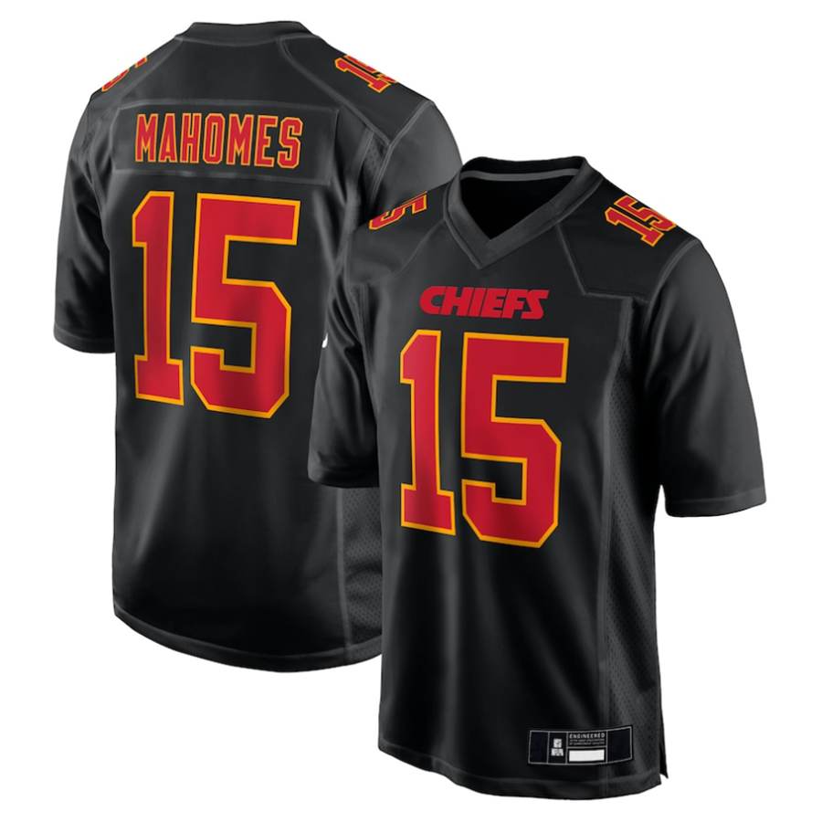 Jamed #15 Patrick Mahomes Player KC.Chiefs Carbon Black Fashion Game Stitched Jerseys