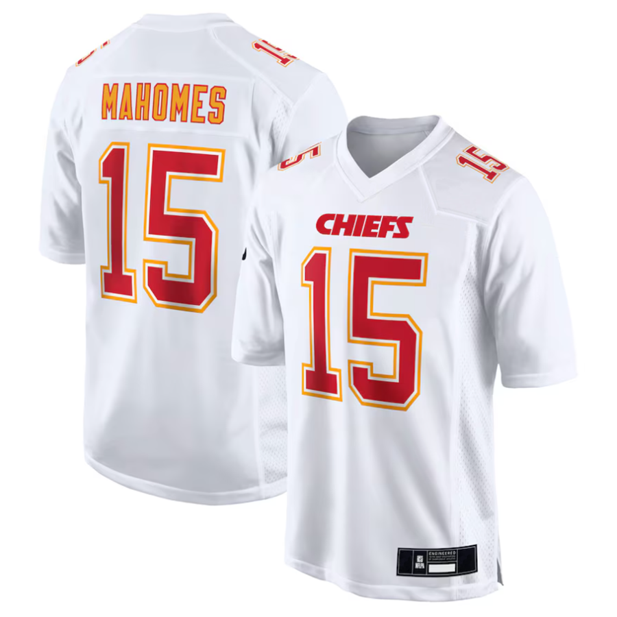 Jamed #15 Patrick Mahomes Player KC.Chiefs Carbon White Fashion Game Stitched Jerseys