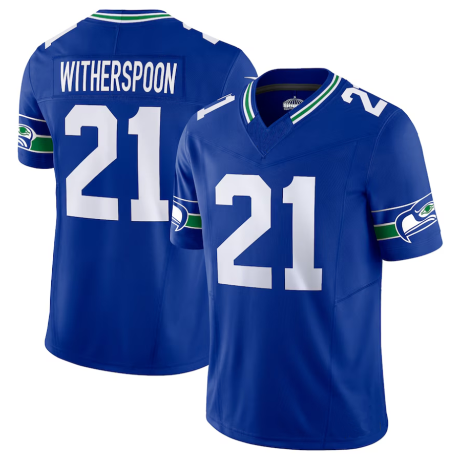 Jamed S.Seahawks #21 Devon Witherspoon Player Royal Alternate Vapor F.U.S.E. Stitched Jerseys