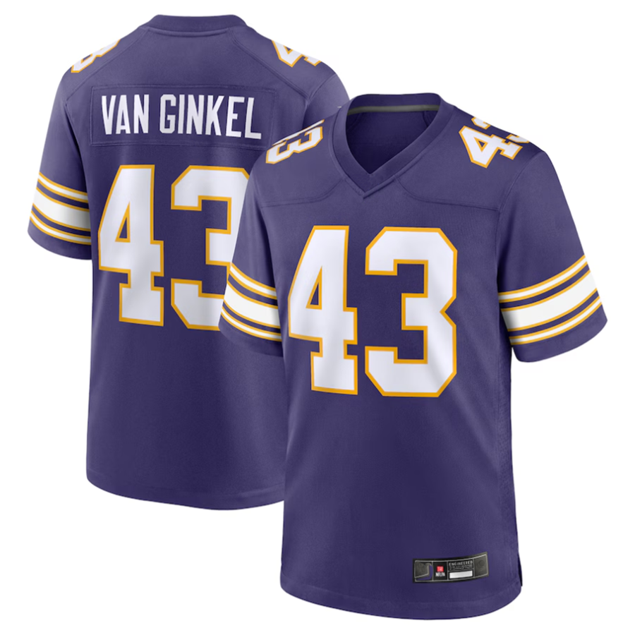 Jamed #43 Andrew Van Ginkel Player MN.Vikings Purple Game Stitched Jerseys