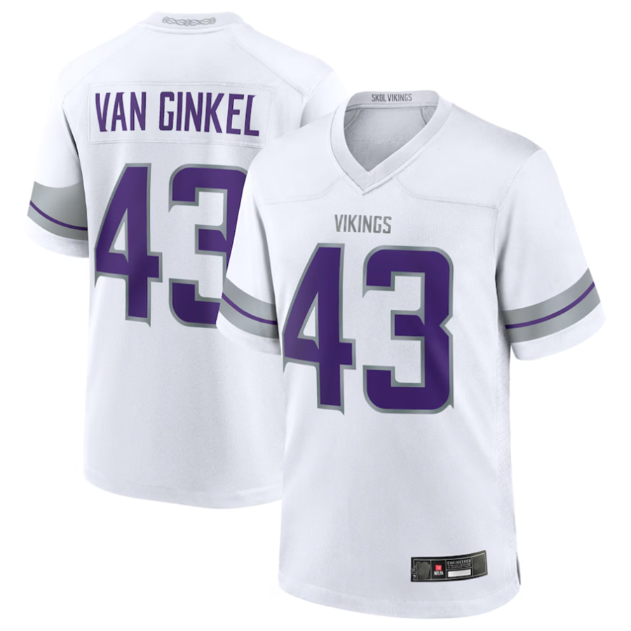 Jamed #43 Andrew Van Ginkel Player MN.Vikings White Alternate Game Stitched Jerseys
