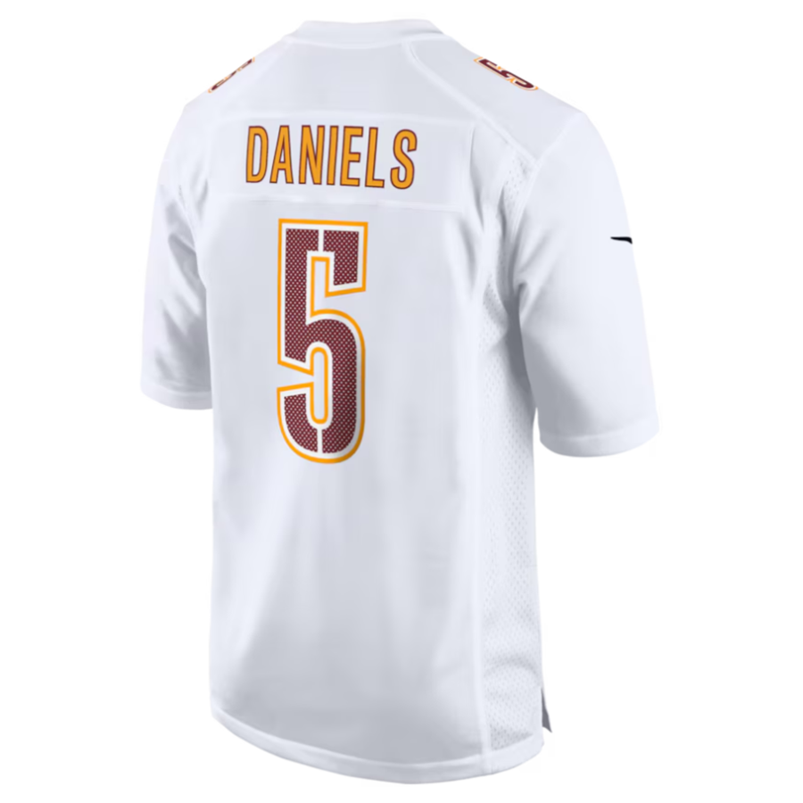 Jamed #5 Jayden Daniels Player W.Commanders Tundra White Fashion Stitched Jersey