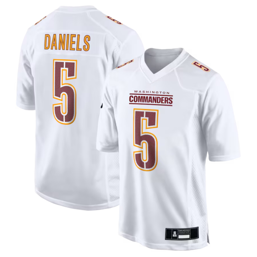 Jamed #5 Jayden Daniels Player W.Commanders Tundra White Fashion Stitched Jerseys