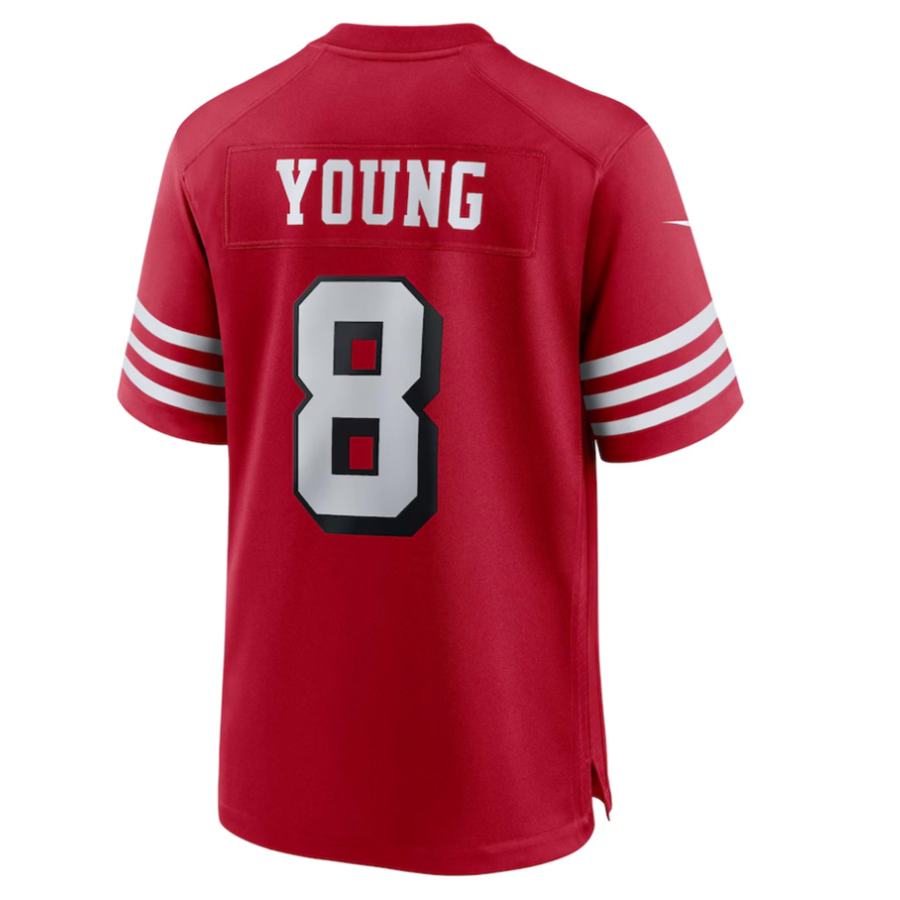 Jamed #8 Steve Young Player SF.49ers Scarlet Alternate Game Stitched Jersey