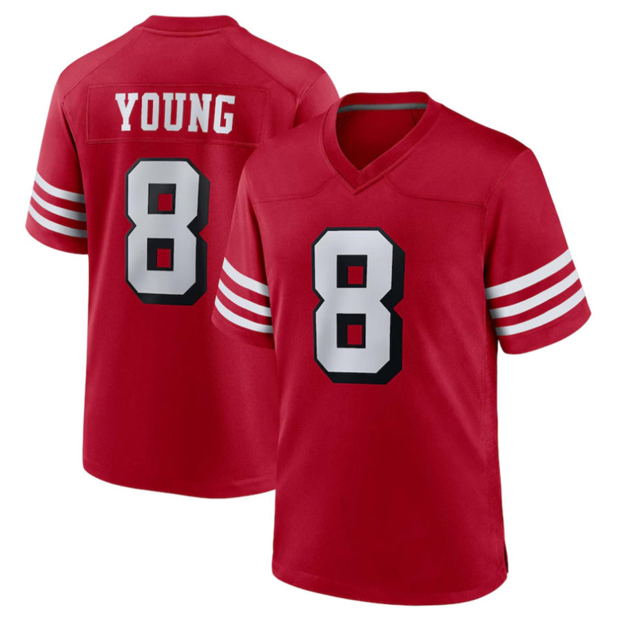 Jamed #8 Steve Young Player SF.49ers Scarlet Alternate Game Stitched Jerseys