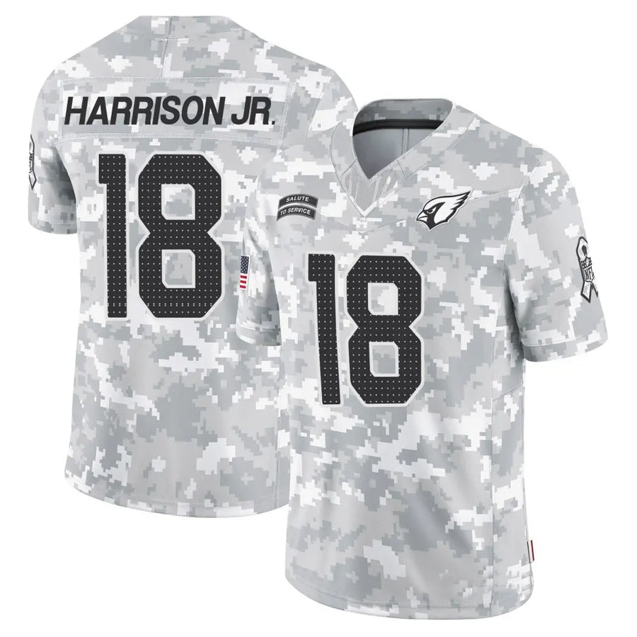 Jamed A.Cardinals #18 Marvin Harrison Jr. Player Camo Salute to Service Limited Stitched Jerseys