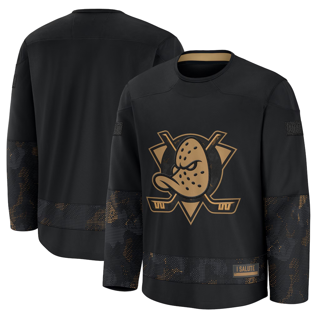 Jamed A.Ducks Black 2024 Military Appreciation Practice Jerseys