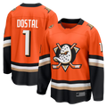 Jamed A.Ducks #1 Lukas Dostal Orange Home Breakaway Jerseys