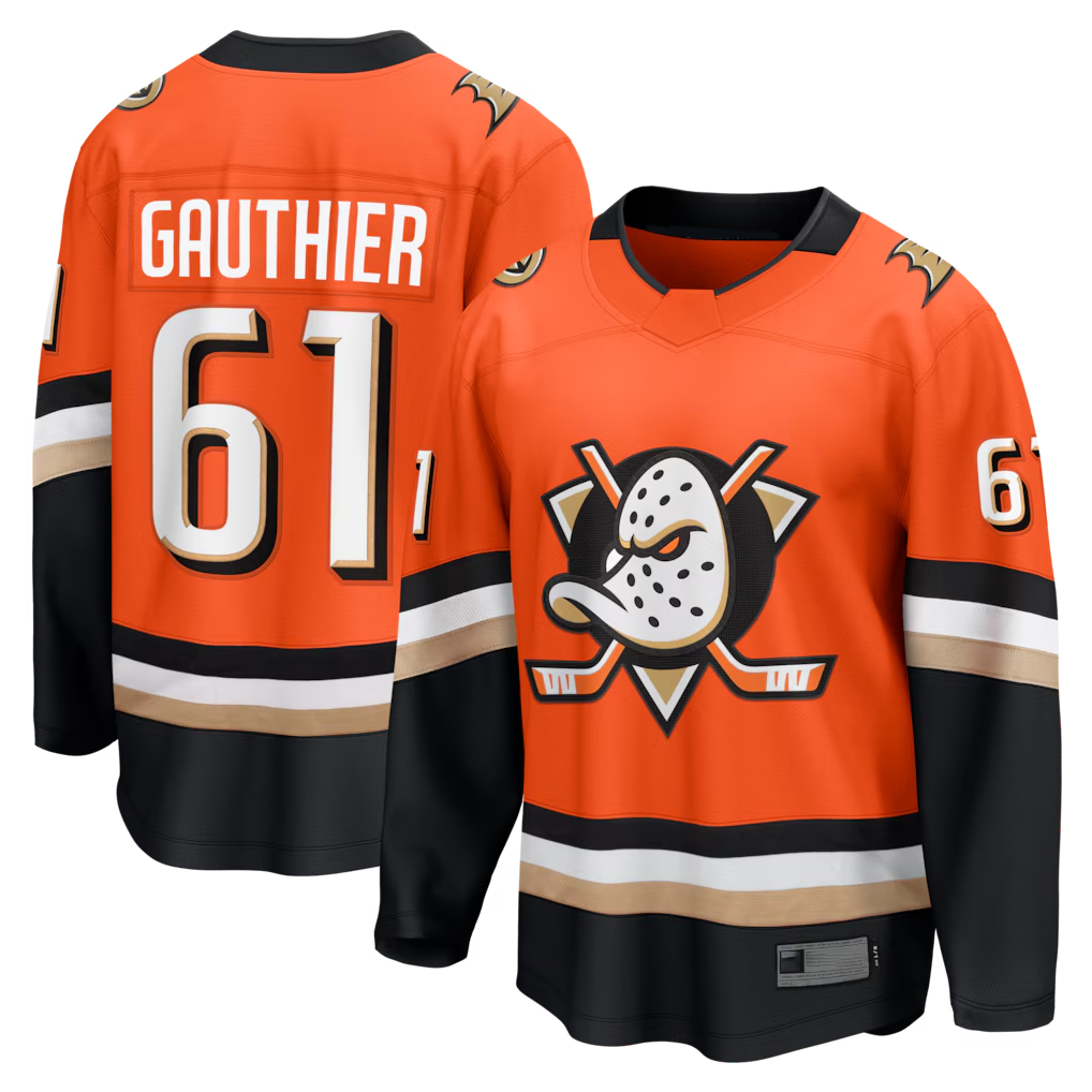 Jamed A.Ducks #61 Cutter Gauthier Orange Home Breakaway Jerseys