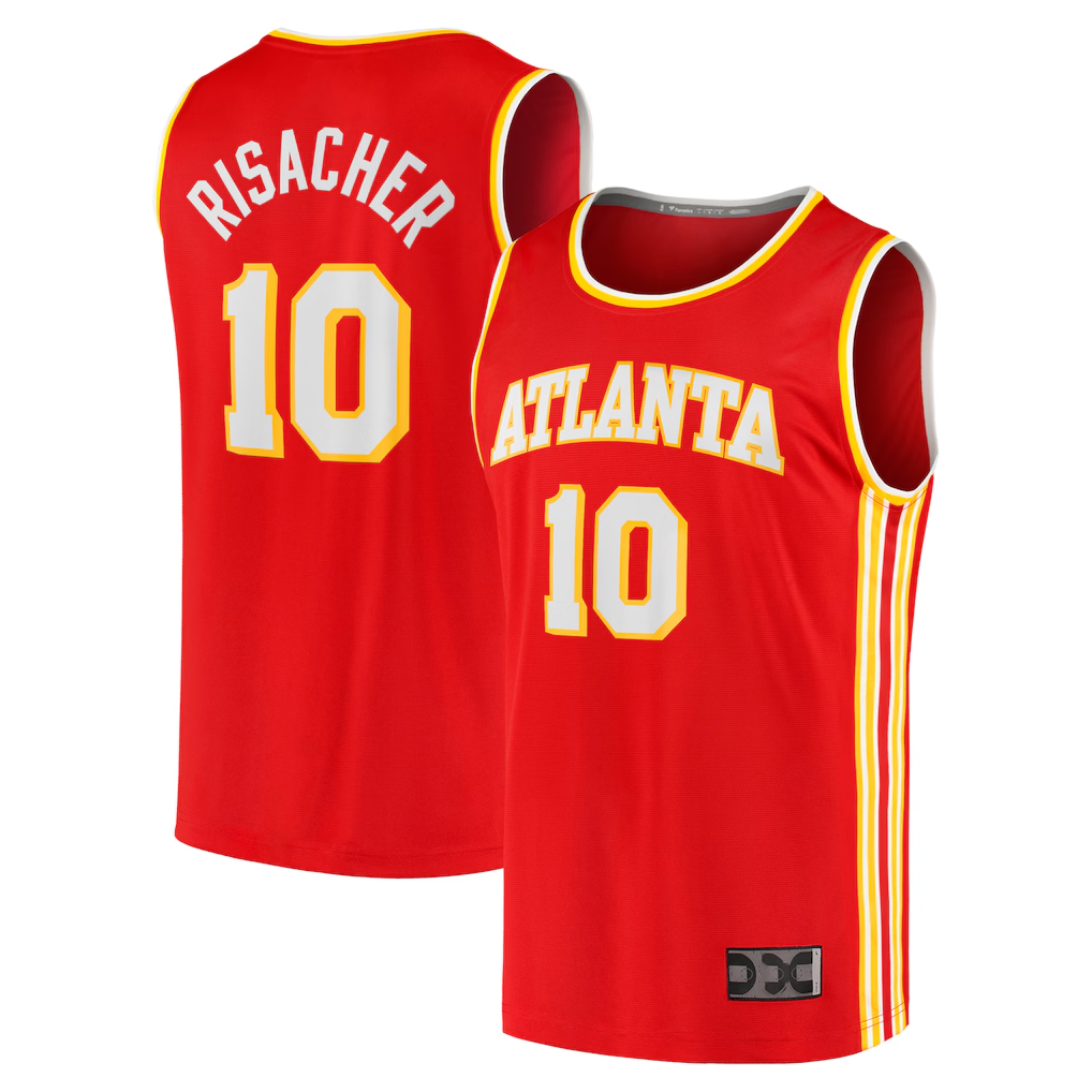 Jamed A.Hawks #10 Zaccharie Risacher Red 2024 Draft Fast Break Player Jerseys - Icon Edition