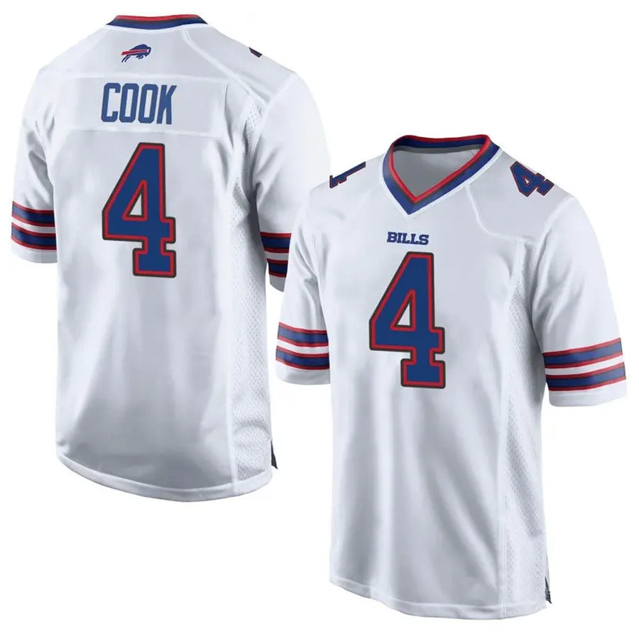 Jamed B.Bills #4 James Cook Player White Home Game Stitched Jerseys