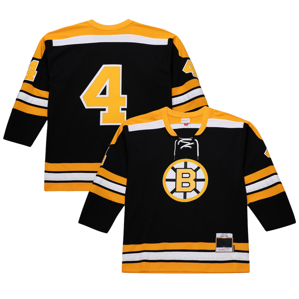 Jamed B.Bruins #4 Bobby Orr Mitchell & Ness Black Big & Tall 197172 Blue Line 2.0 Stitched Jerseys