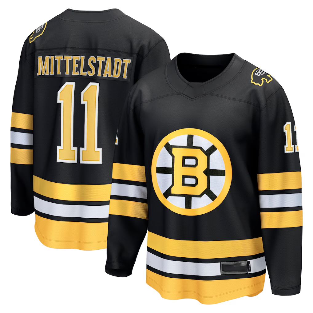 Jamed B.Bruins #11 Casey Mittelstadt Black Home Breakaway Player Stitched Jerseys