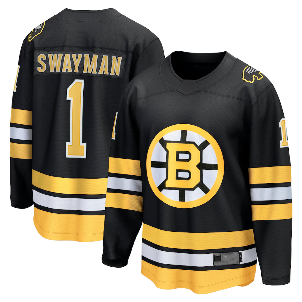 Jamed B.Bruins #1 Jeremy Swayman Black Home Breakaway Player Stitched Jerseys