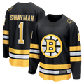 Jamed B.Bruins #1 Jeremy Swayman Black Home Breakaway Stitched Jerseys