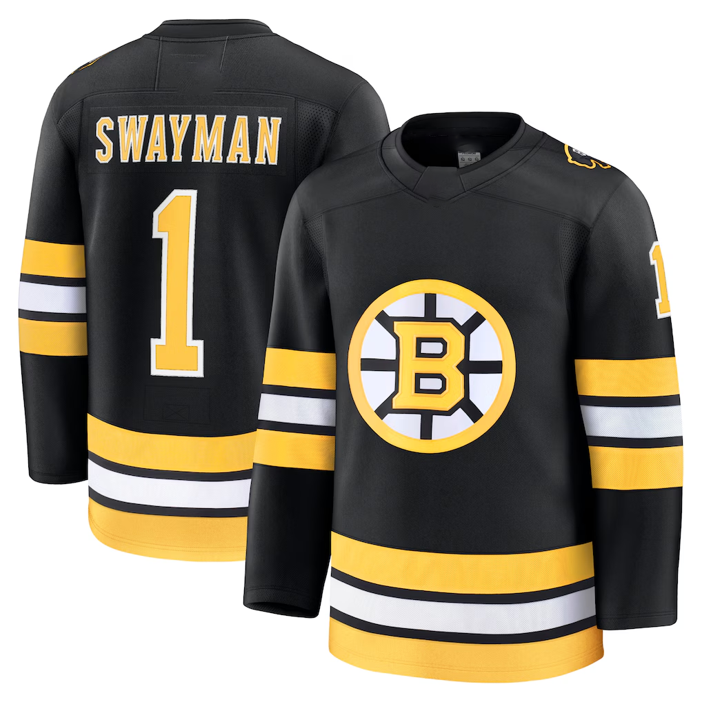 Jamed B.Bruins #1 Jeremy Swayman Black Home Premium Stitched Jerseys
