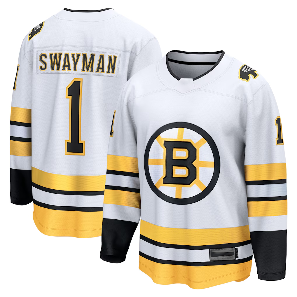 Jamed B.Bruins #1 Jeremy Swayman White Away Breakaway Player Stitched Jerseys