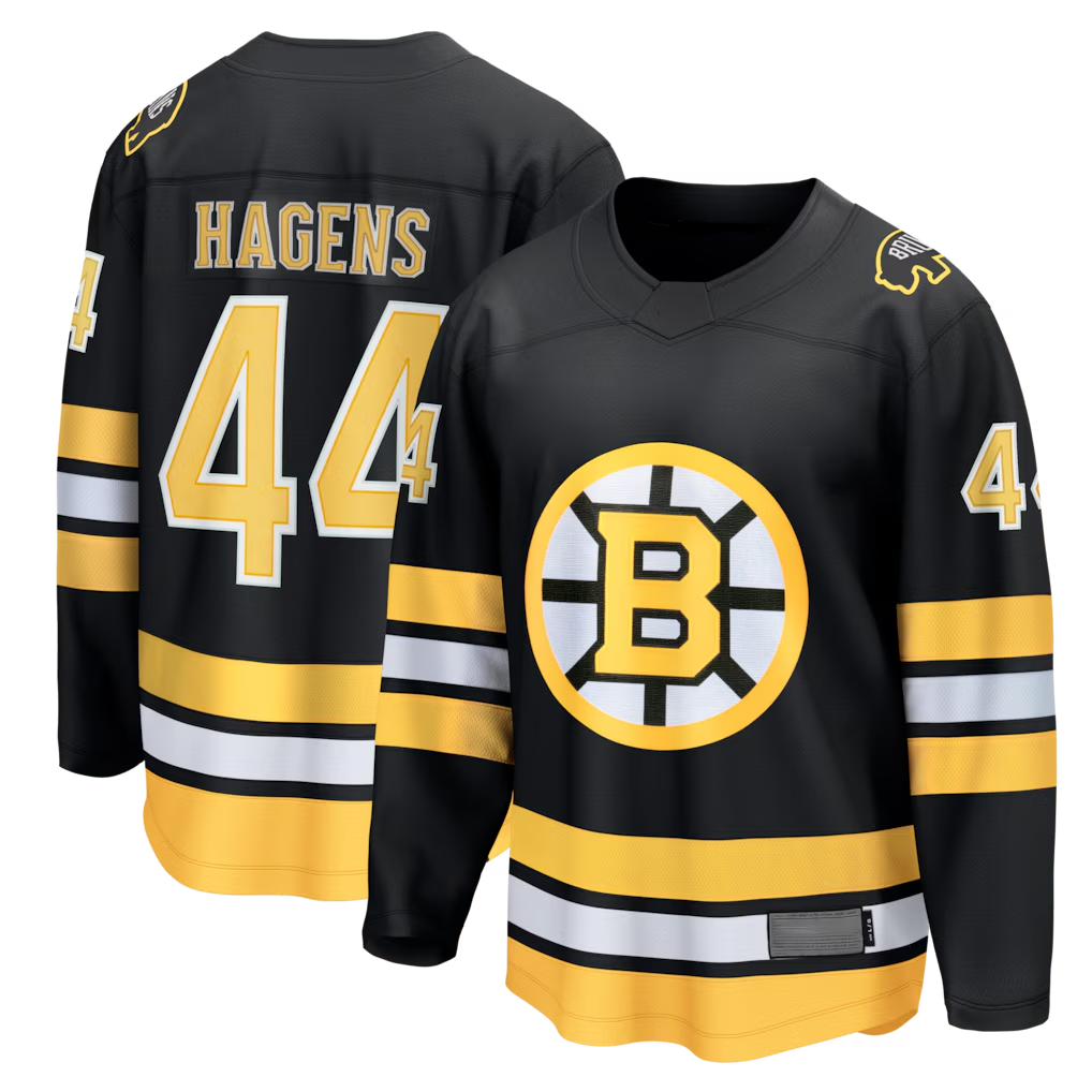 Jamed B.Bruins #44 James Hagens Black Breakaway Stitched Jerseys