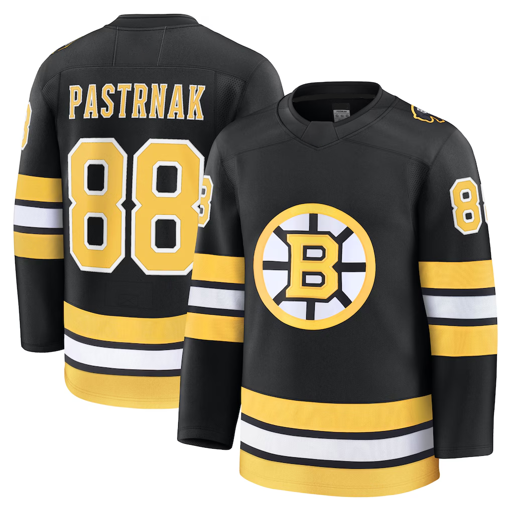 Jamed B.Bruins #88 David Pastrnak Black Home Premium Player Stitched Jerseys