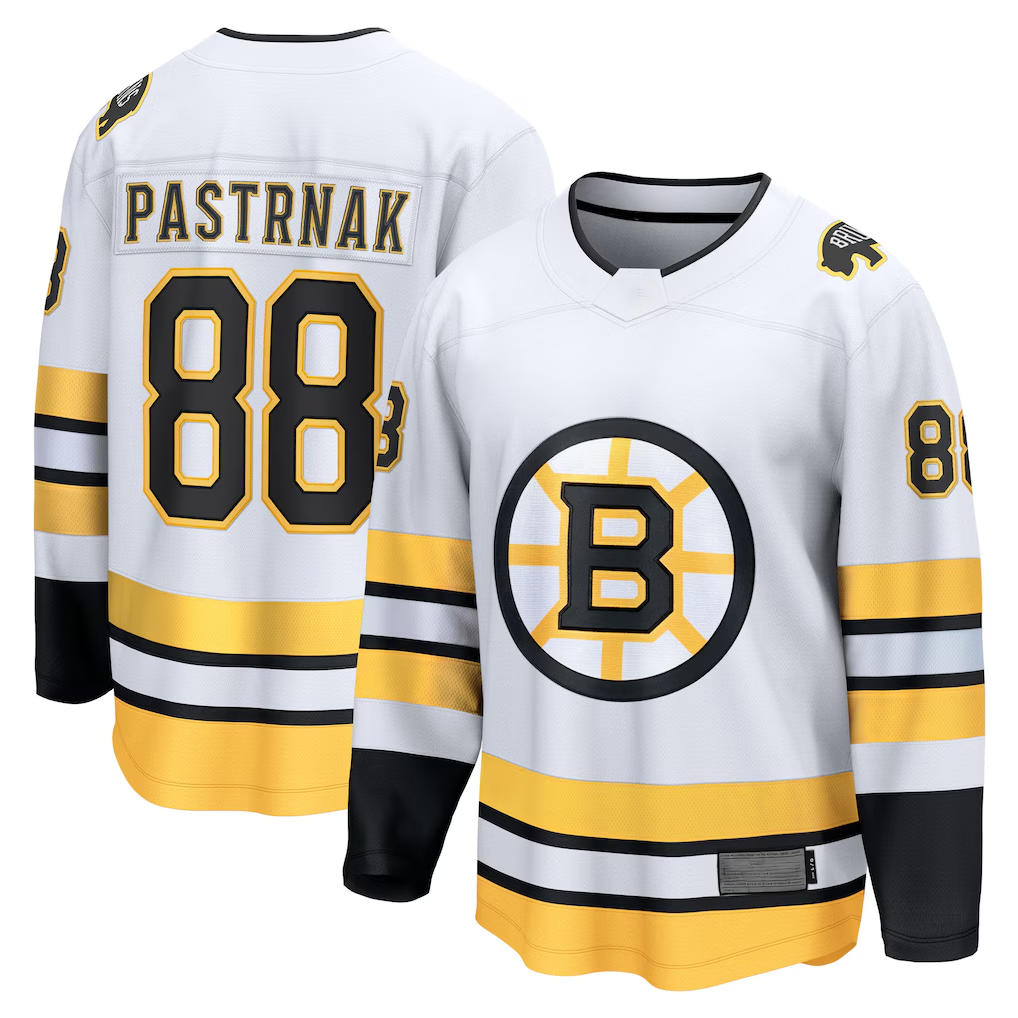 Jamed B.Bruins #88 David Pastrnak White Away Breakaway Player Stitched Jerseys