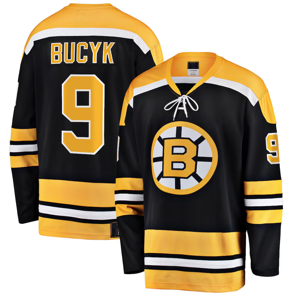 Jamed B.Bruins #9 John Bucyk Black Premier Breakaway Retired Player Stitched Jerseys