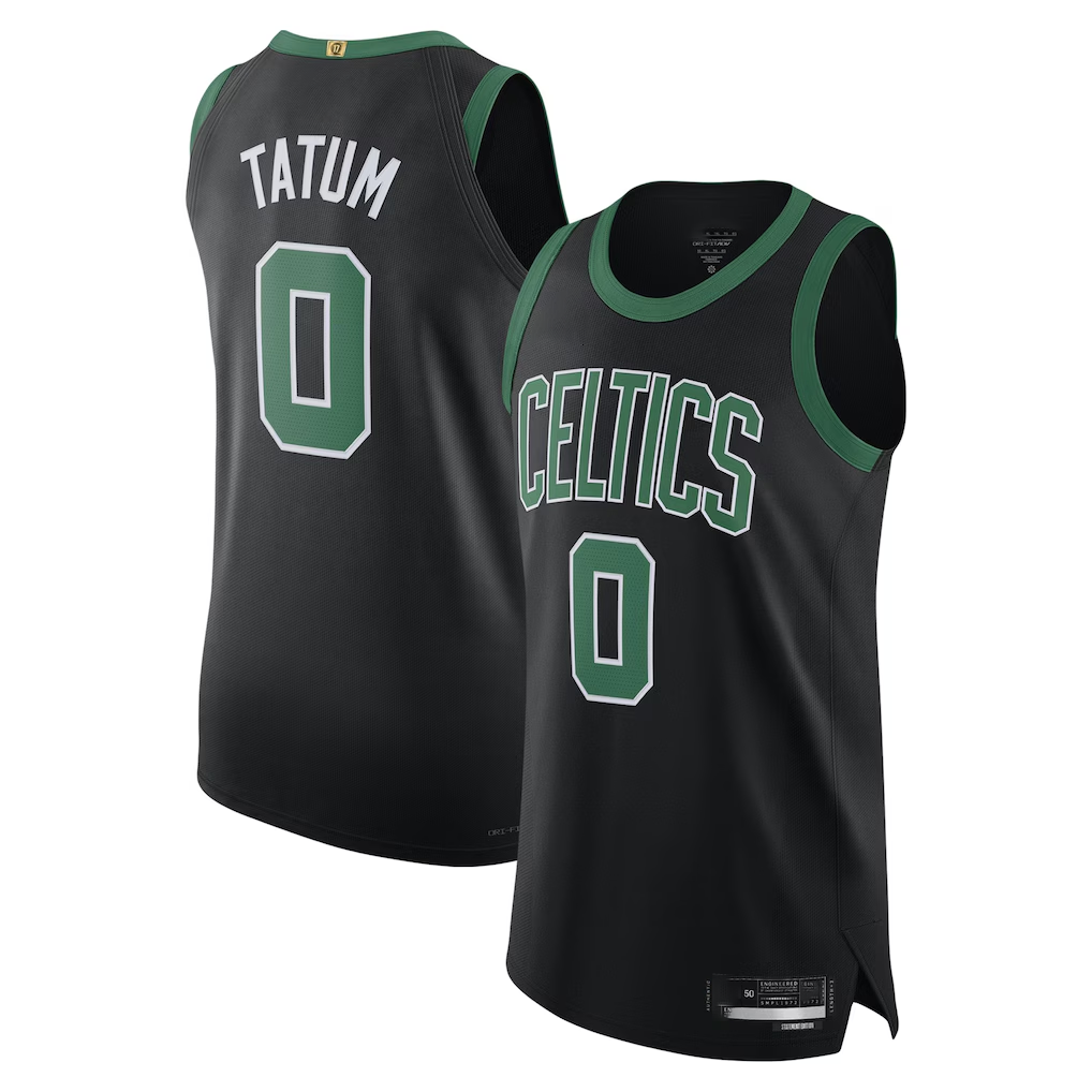 Jamed B.Celtics #0 Jayson Tatum Black Authentic Player Jerseys - Statement Edition
