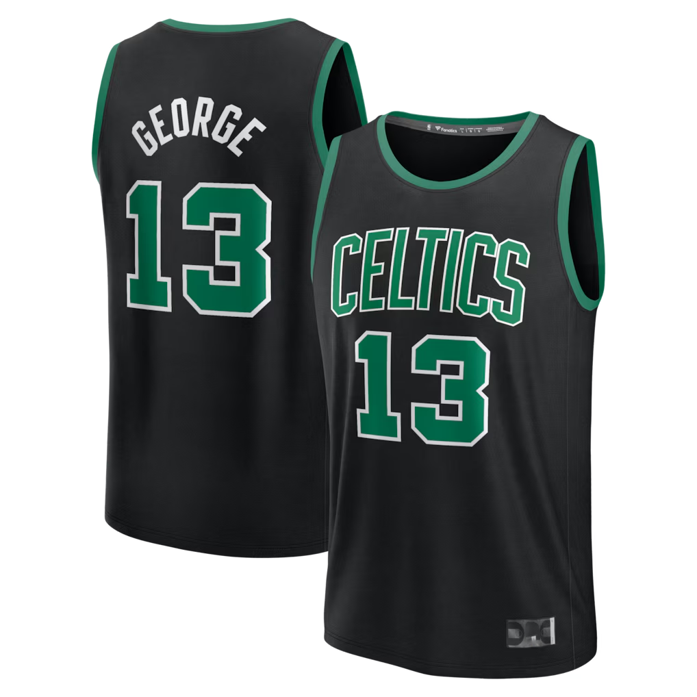 Jamed B.Celtics #13 Paul George Black Fast Break Replica Jerseys - Statement Edition