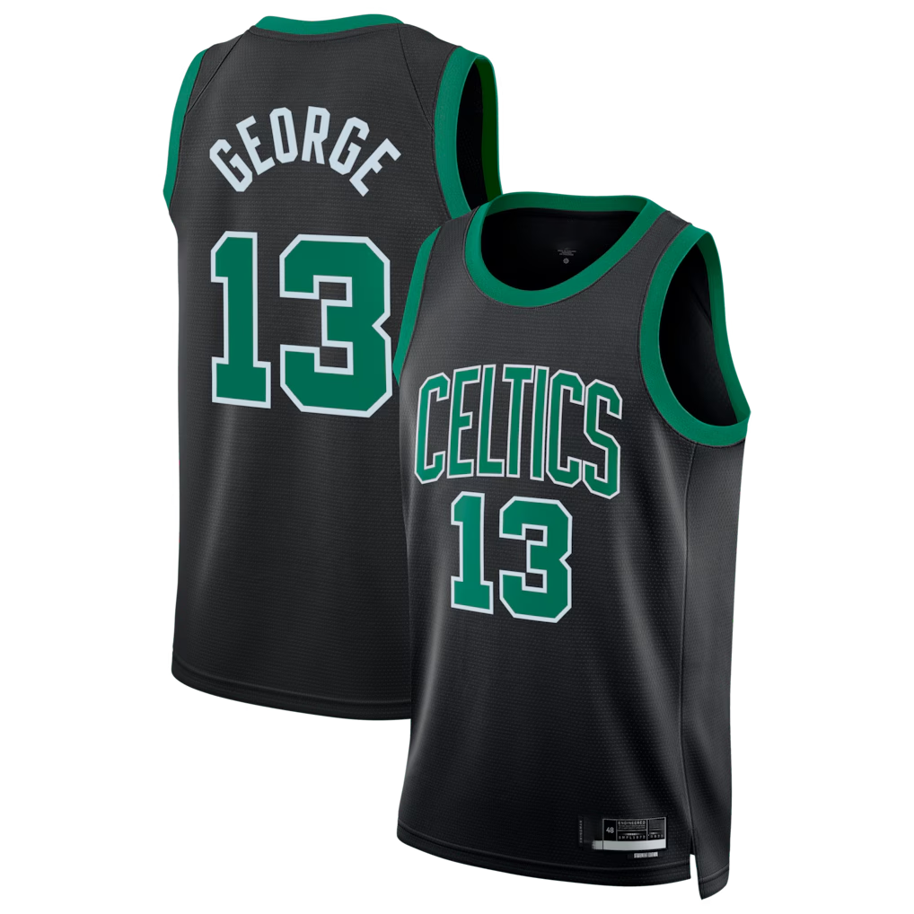 Jamed B.Celtics #13 Paul George Black Swingman Jerseys - Statement Edition
