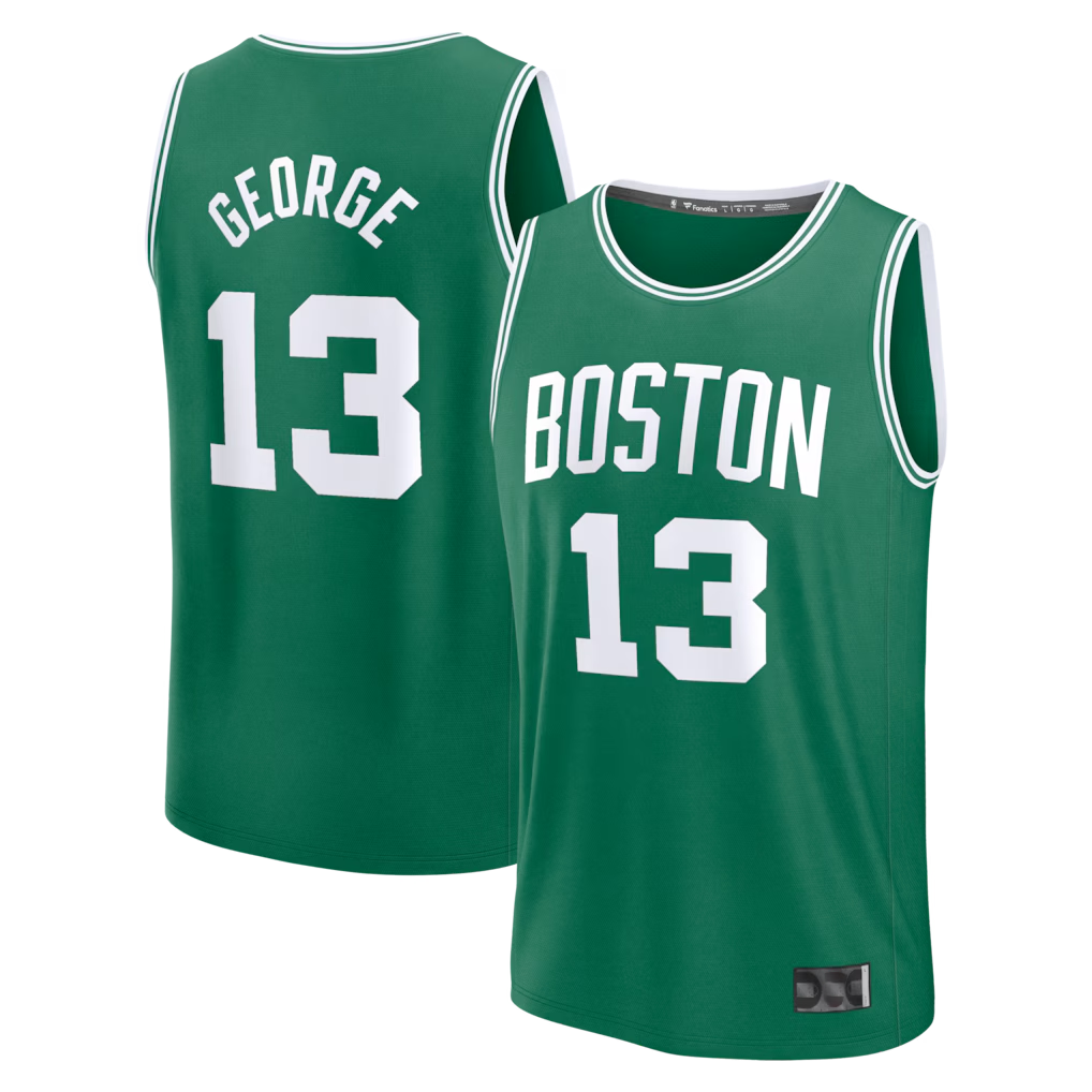 Jamed B.Celtics #13 Paul George  Kelly Green Fast Break Replica Jerseys - Icon Edition
