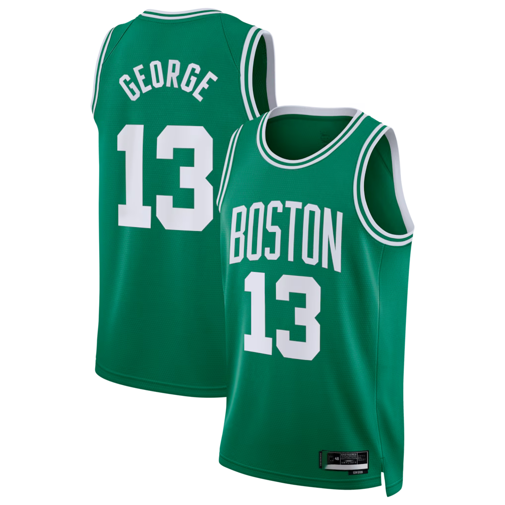 Jamed B.Celtics #13 Paul George Kelly Green Swingman Jerseys - Icon Edition