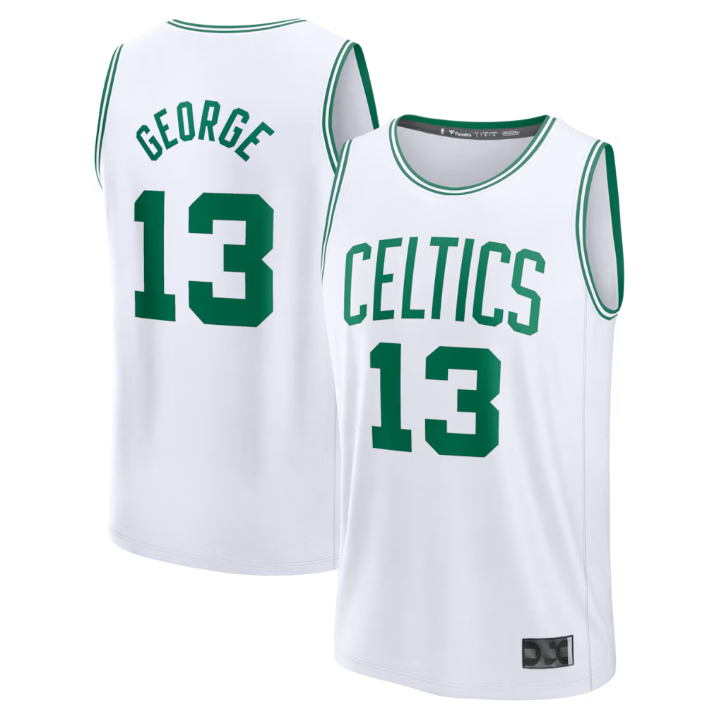 Jamed B.Celtics #13 Paul George  White Fast Break Replica Jerseys - Association Edition