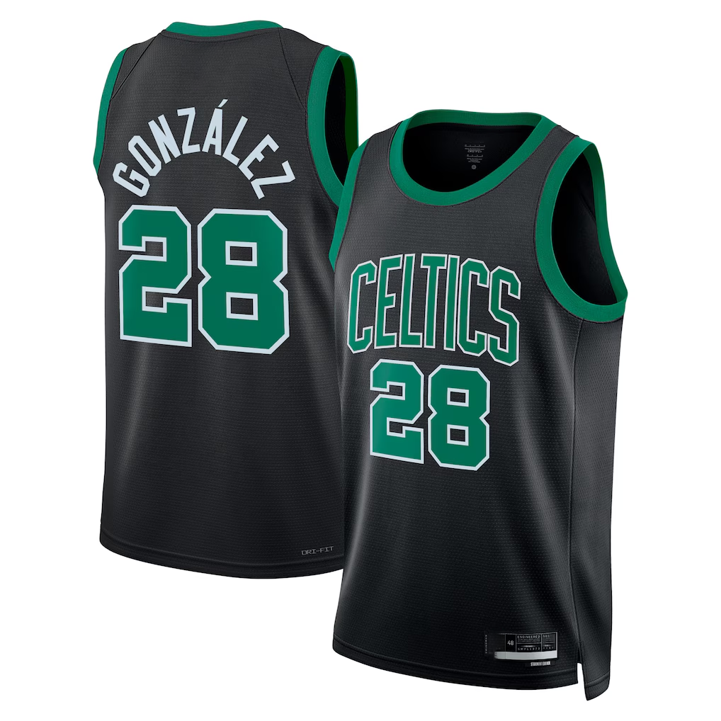 Jamed B.Celtics #28 Hugo Gonz¨¢lez Black Swingman Jerseys - Statement Edition