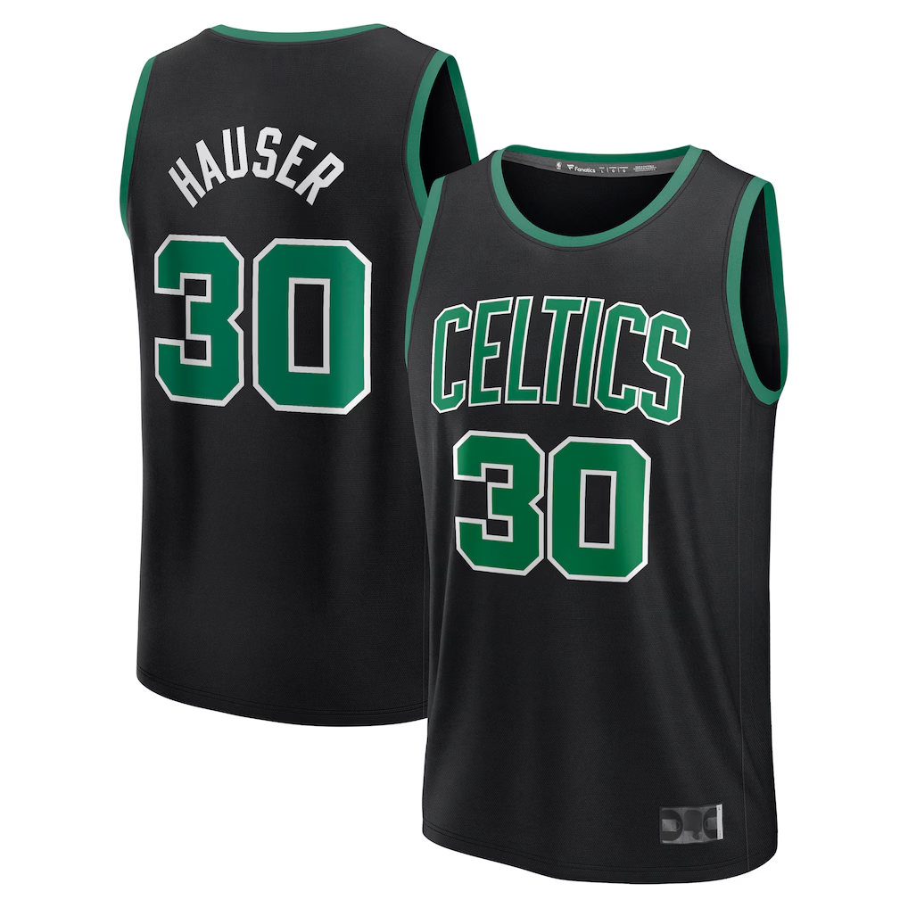 Jamed B.Celtics #30 Sam Hauser Black Fast Break Replica Player Jerseys - Statement Edition