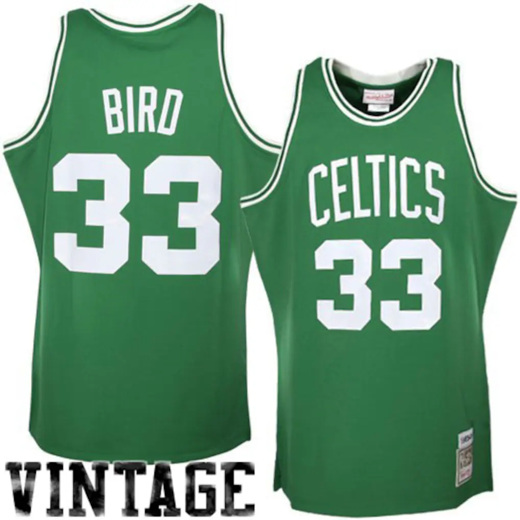 Jamed B.Celtics #33 Larry Bird Mitchell & Ness Kelly Green 1985-86 Hardwood Classics Authentic Jerseys