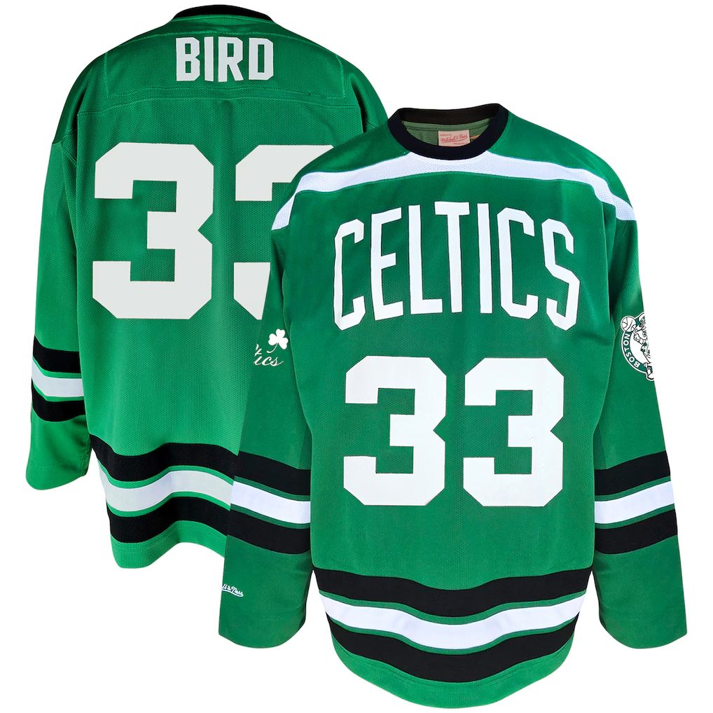 Jamed B.Celtics #33 Larry Bird Mitchell & Ness Kelly Green Big & Tall Hockey Jerseys