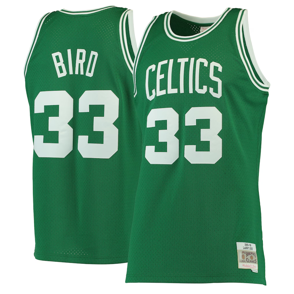 Jamed B.Celtics #33 Larry Bird Mitchell & Ness Kelly Green Hardwood Classics Swingman Jerseys
