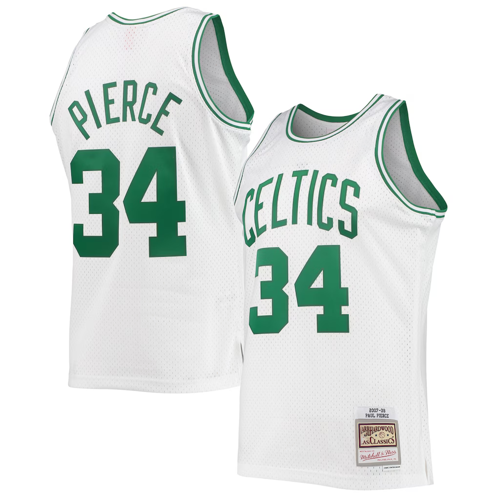 Jamed B.Celtics #34 Paul Pierce Mitchell & Ness White Hardwood Classics Swingman Jerseys
