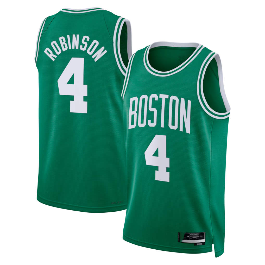 Jamed B.Celtics #4 Mitchell Robinson Kelly Green Swingman Jerseys - Icon Edition