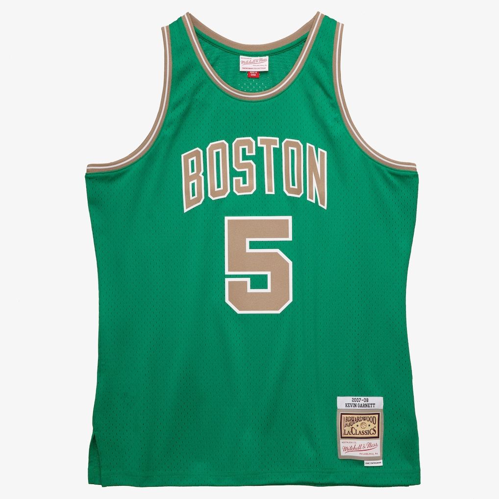Jamed B.Celtics #5 Kevin Garnett Mitchell & Ness Kelly Green 2007-08 Hardwood Classics Swingman Jerseys