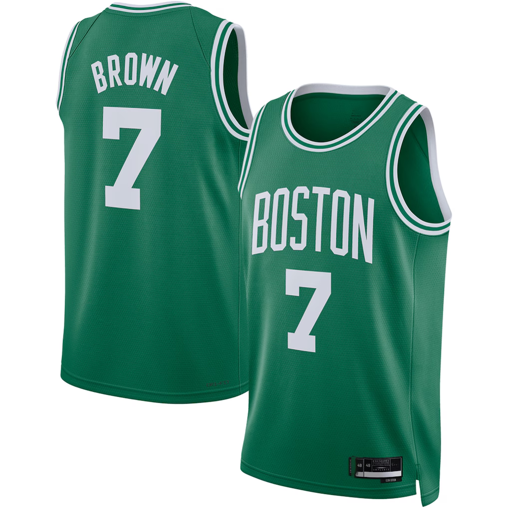 Jamed B.Celtics #7 Jaylen Brown Kelly Green Swingman Jerseys - Icon Edition