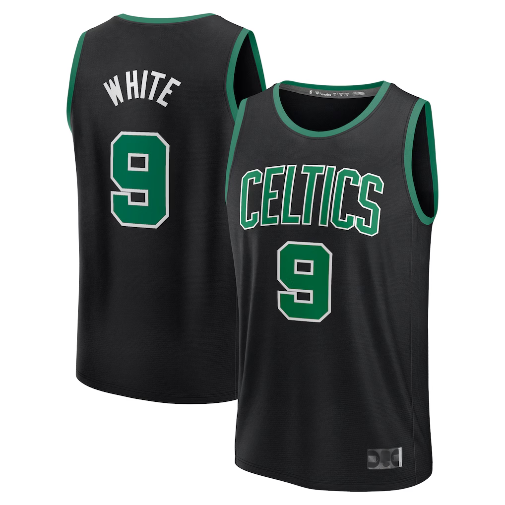 Jamed B.Celtics #9 Derrick White  Black Fast Break Replica Player Jerseys - Statement Edition