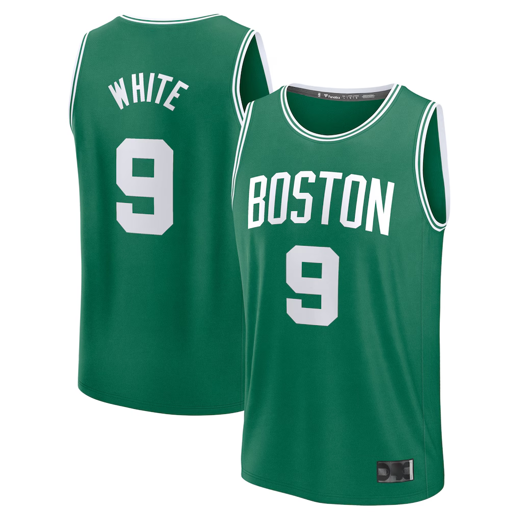 Jamed B.Celtics #9 Derrick White  Kelly Green Fast Break Replica Player Jerseys - Icon Edition
