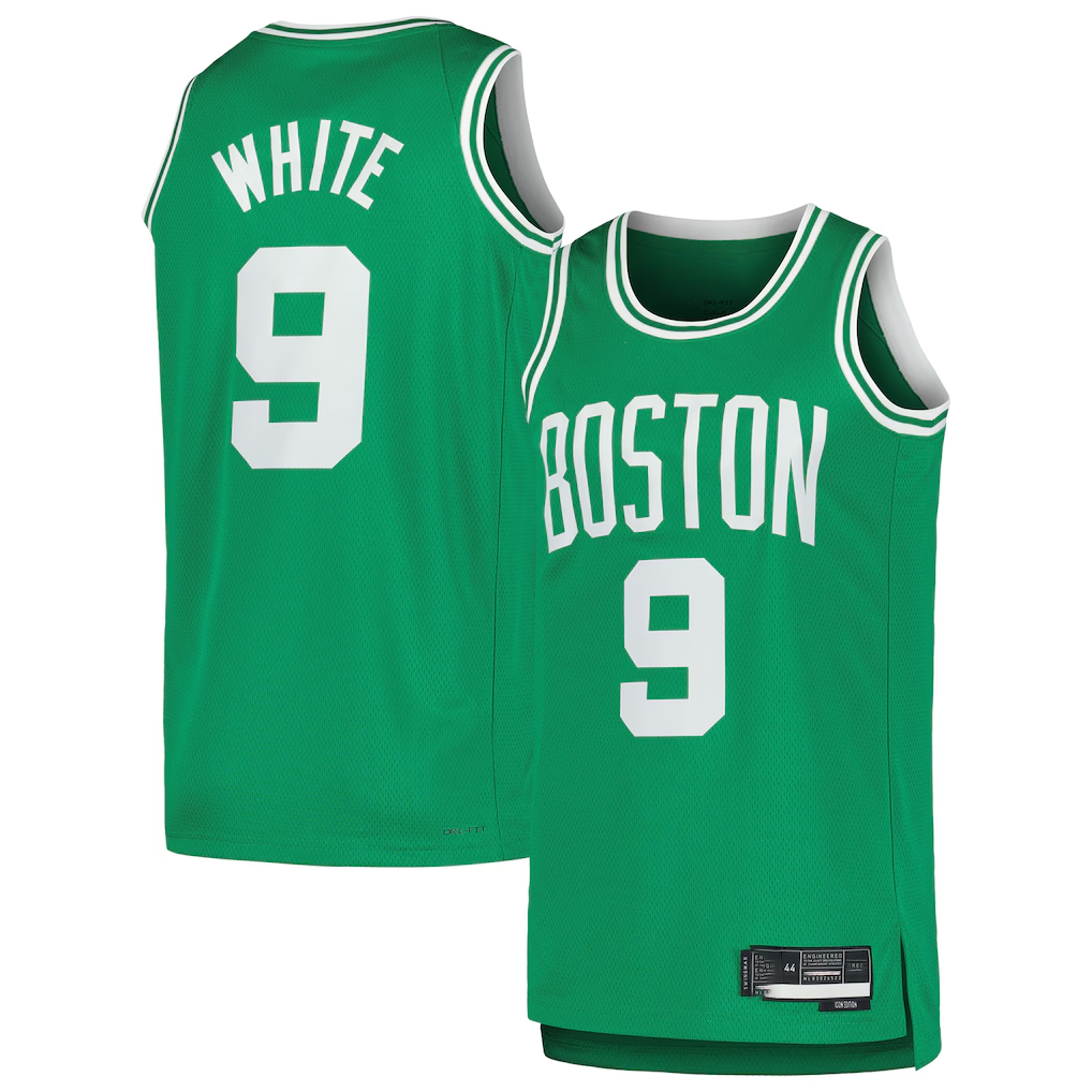 Jamed B.Celtics #9 Derrick White Kelly Green Swingman Jerseys - Icon Edition