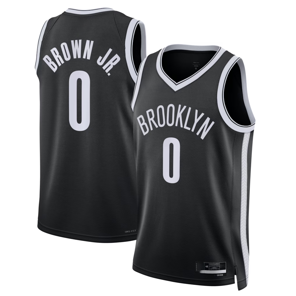 Jamed B.Nets #0 Mikel Brown Jr. Black Swingman Jerseys - Icon Edition