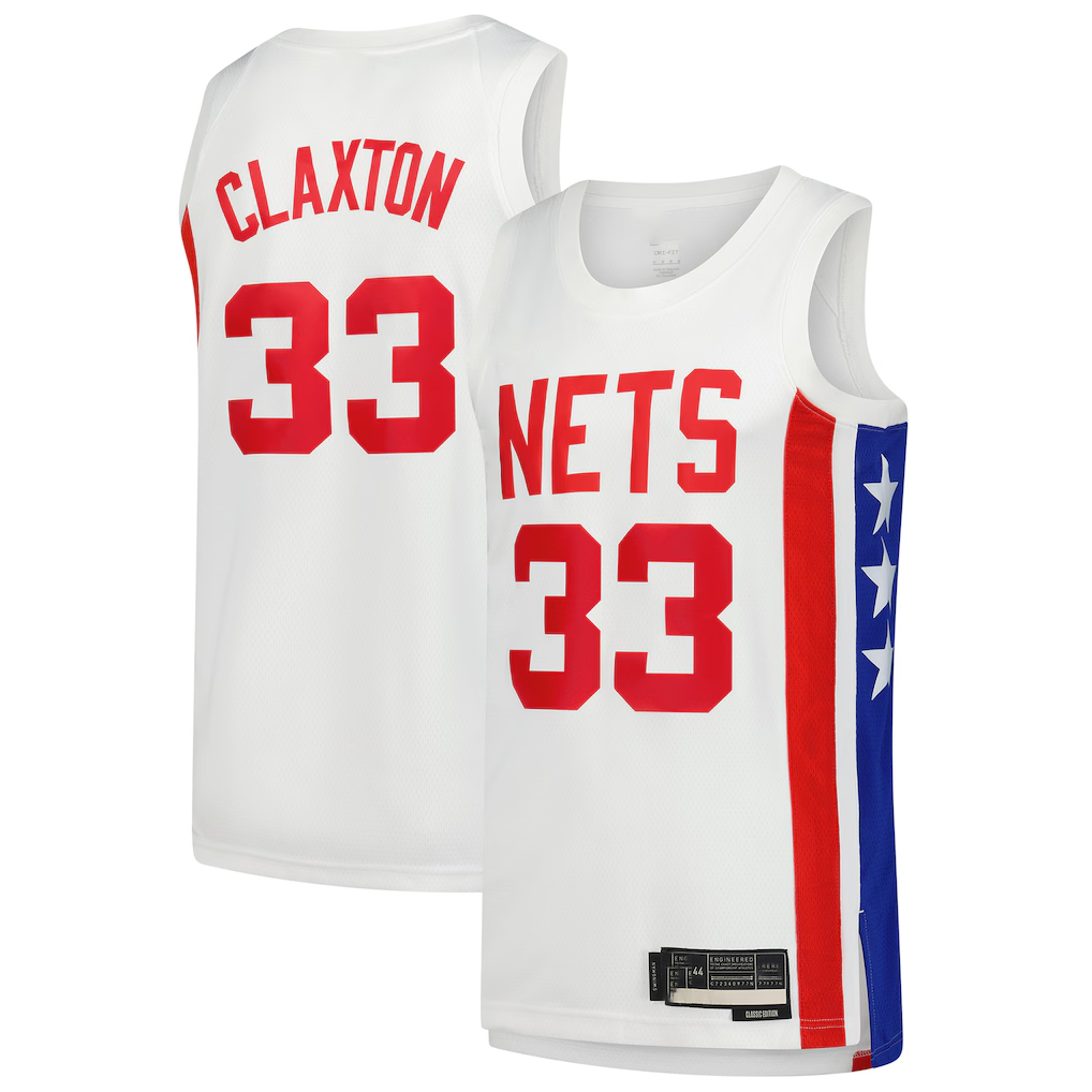 Jamed B.Nets #33 Nic Claxton White Swingman Jerseys - Classic Edition
