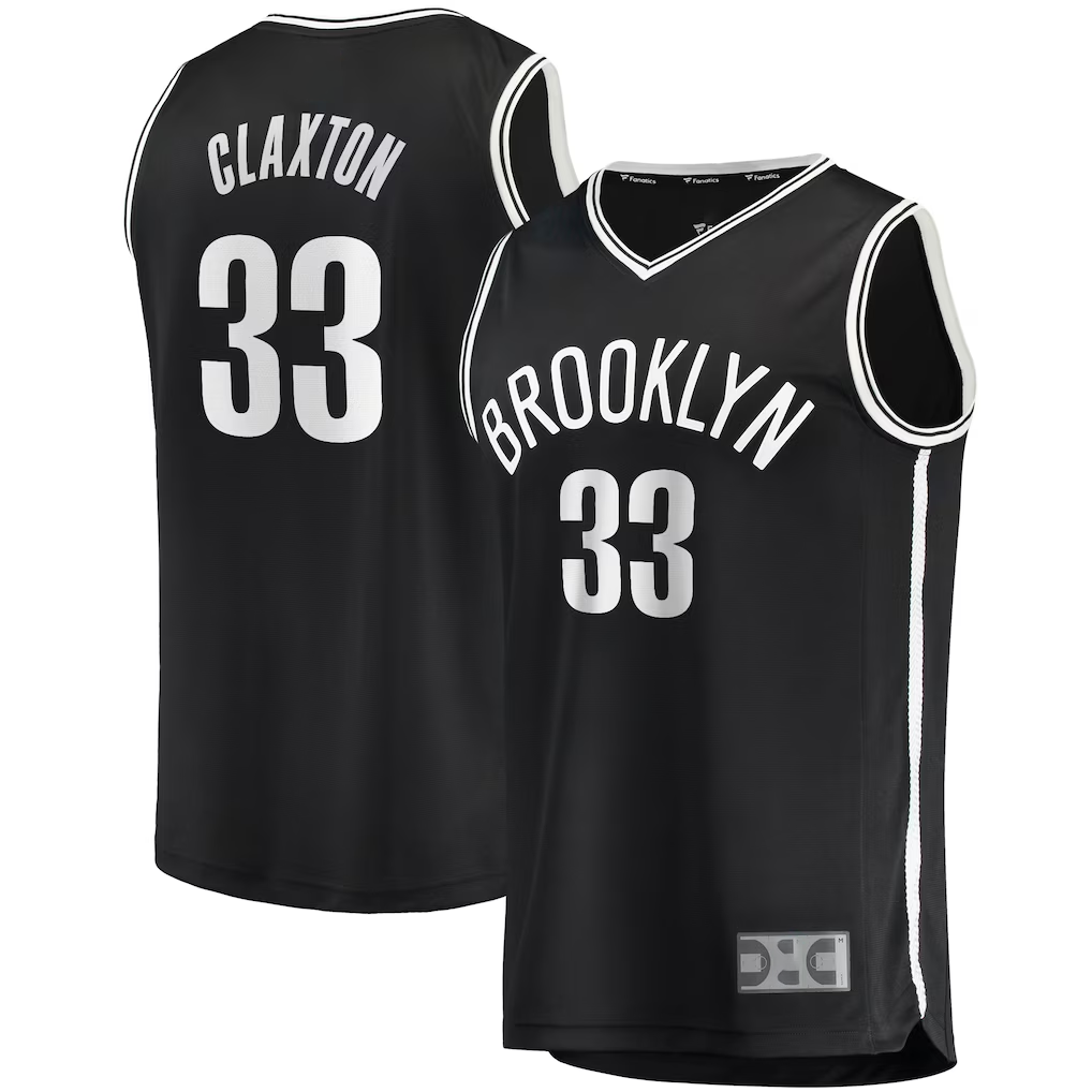 Jamed B.Nets #33 Nicolas Claxton  Black Fast Break Player Jerseys - Icon Edition