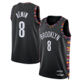 Jamed B.Nets #8 Egor D?min Black 202526 Swingman Jerseys - City Edition