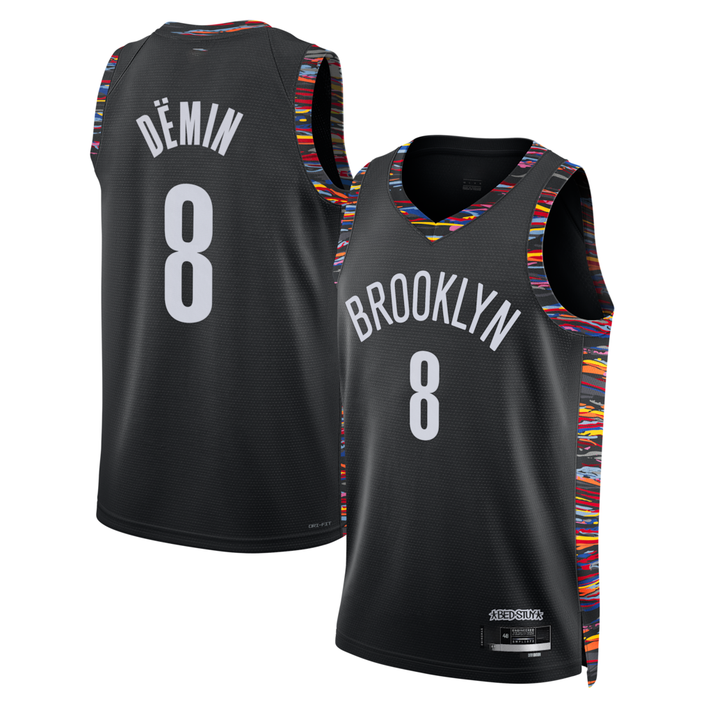 Jamed B.Nets #8 Egor D?min Black 202526 Swingman Jerseys - City Edition