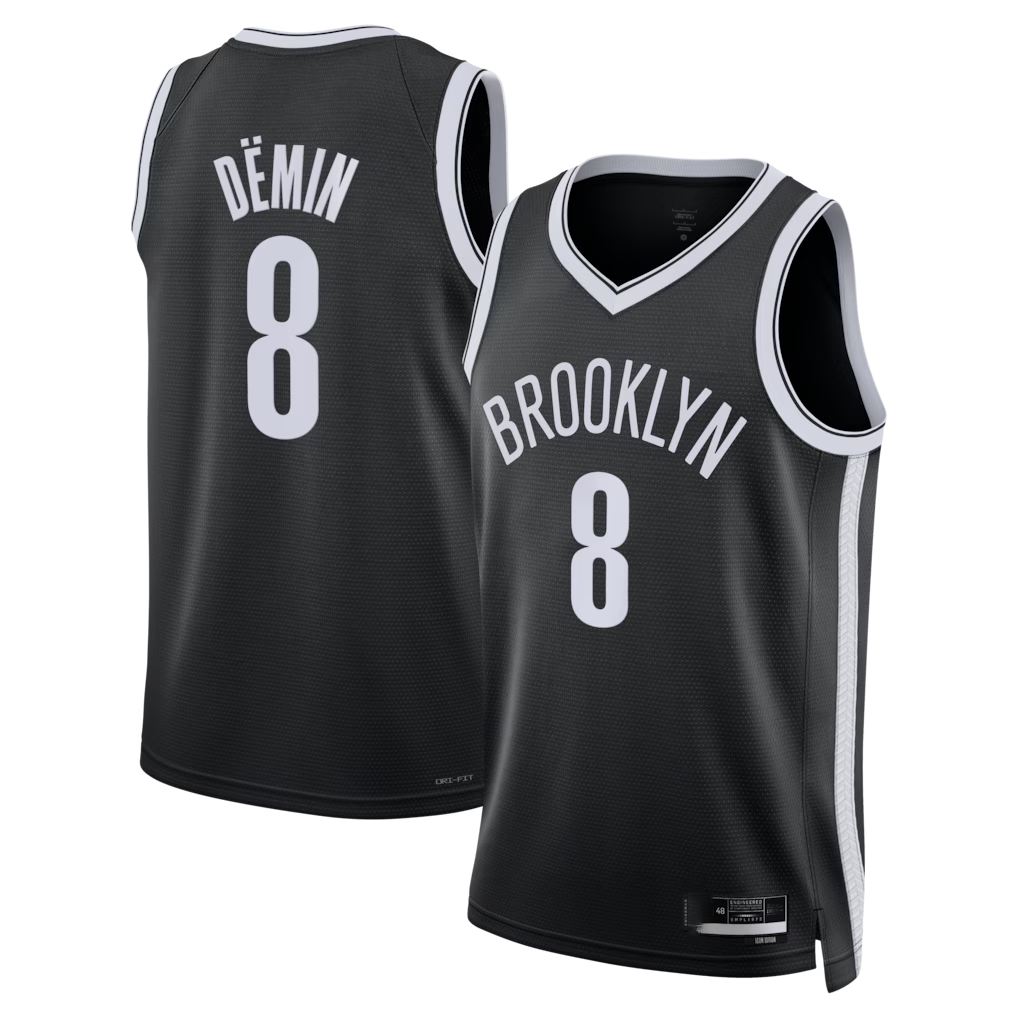 Jamed B.Nets #8 Egor D?min Black Swingman Jerseys - Icon Edition
